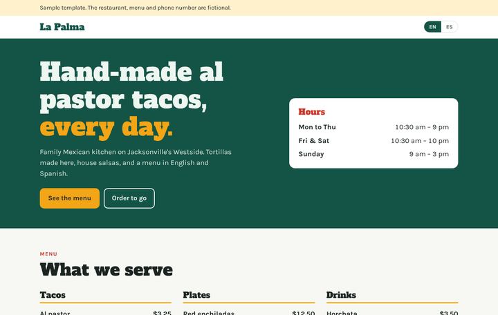 Restaurant template